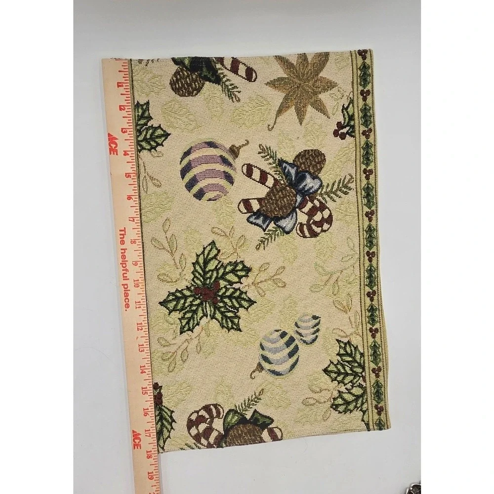 2 Christmas Holiday Tapestry Placemats‎ Candy Canes Ornaments Woven